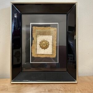 Framed Gold Sun Celestial Relief Wall Art Shadow Box Black Frame 12x10 Astrology